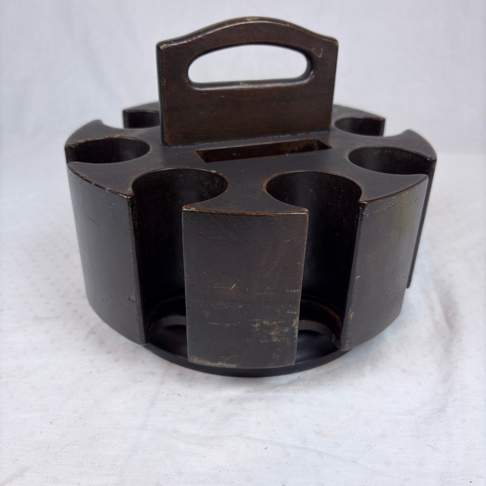 Vtg Wood Carousel Poker Chip Carrier Caddy w/ 230 Clay Chips Lazy Susan 2 Decks - Picture 13 of 16